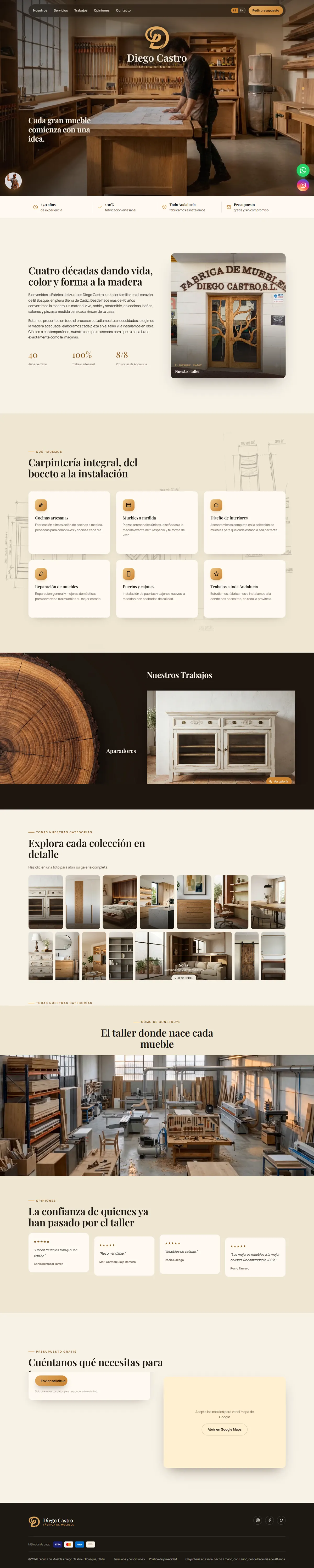 Recorrido por la web de Muebles Diego Castro